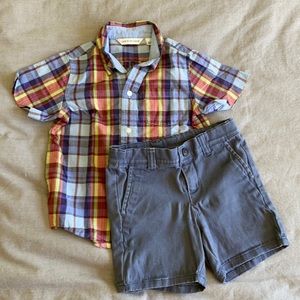 Boys button down shirt and short set
